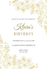 Elegant Flowers - Invitación De Cumpleaños
